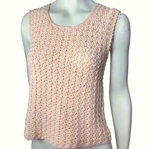 Vintage Pink Crochet Tank Top Handmade Coquette Boho Soft Girl Fairycore Small